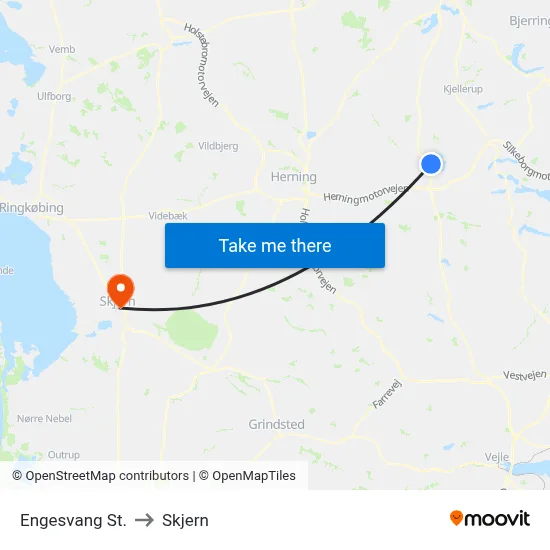 Engesvang St. to Skjern map