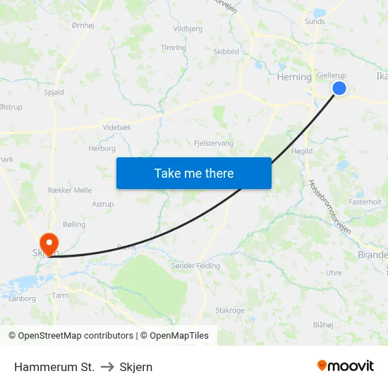 Hammerum St. to Skjern map
