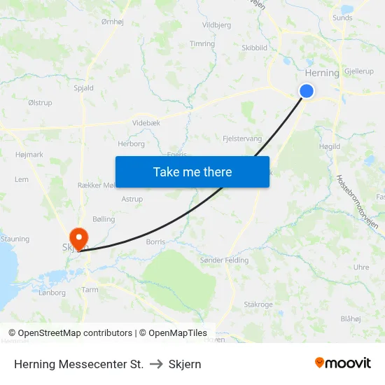 Herning Messecenter St. to Skjern map
