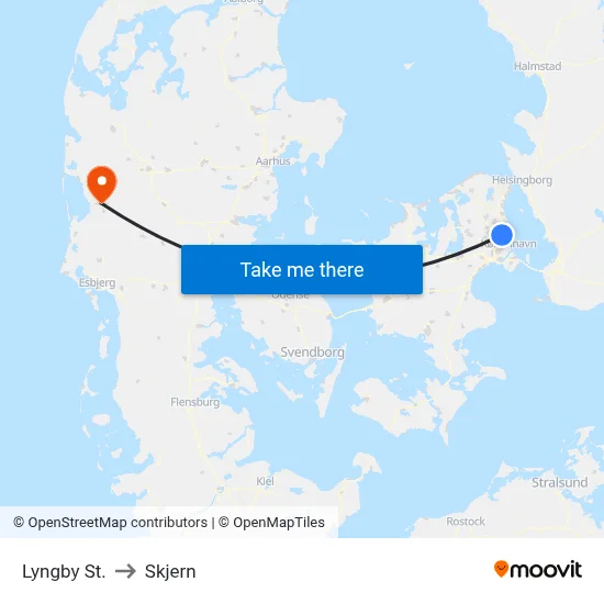 Lyngby St. to Skjern map