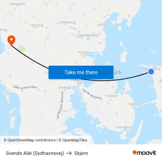 Svends Allé (Sydhavnsvej) to Skjern map