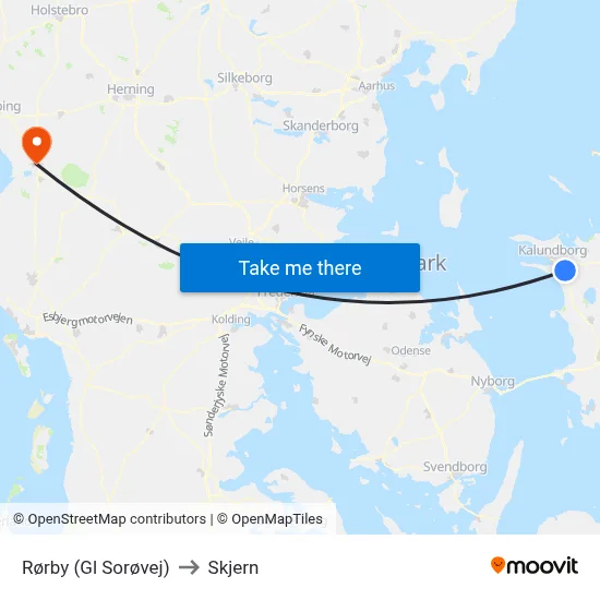 Rørby (Gl Sorøvej) to Skjern map