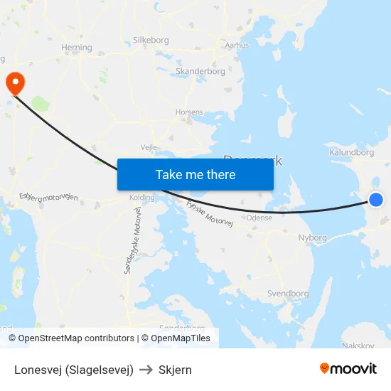 Lonesvej (Slagelsevej) to Skjern map