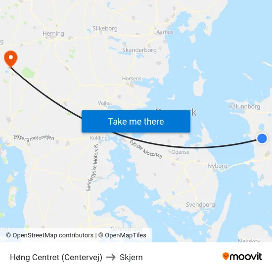Høng Centret (Centervej) to Skjern map