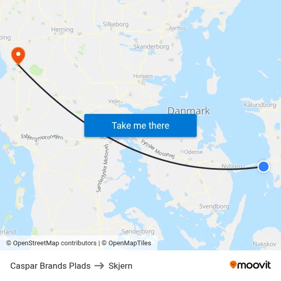 Caspar Brands Plads to Skjern map