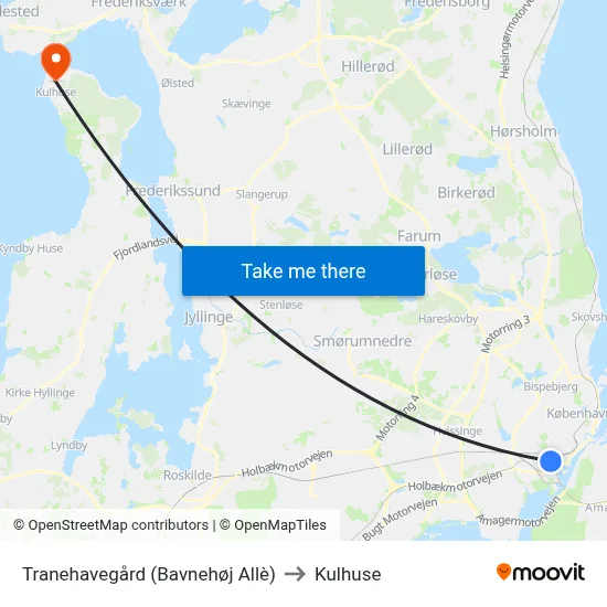 Tranehavegård (Bavnehøj Allè) to Kulhuse map