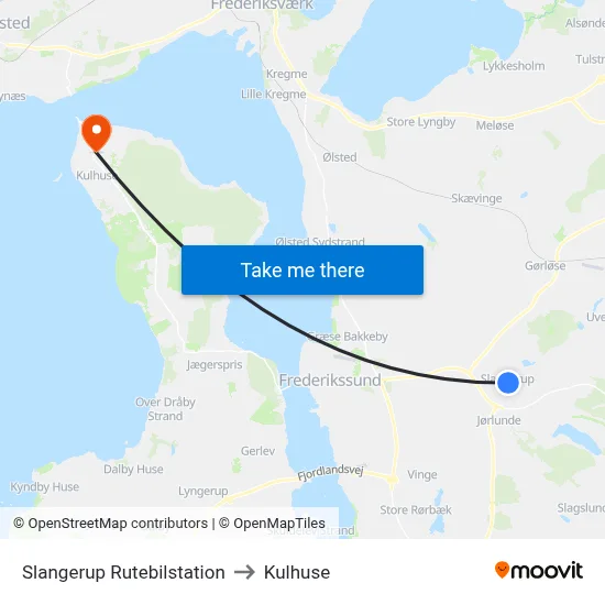 Slangerup Rutebilstation to Kulhuse map