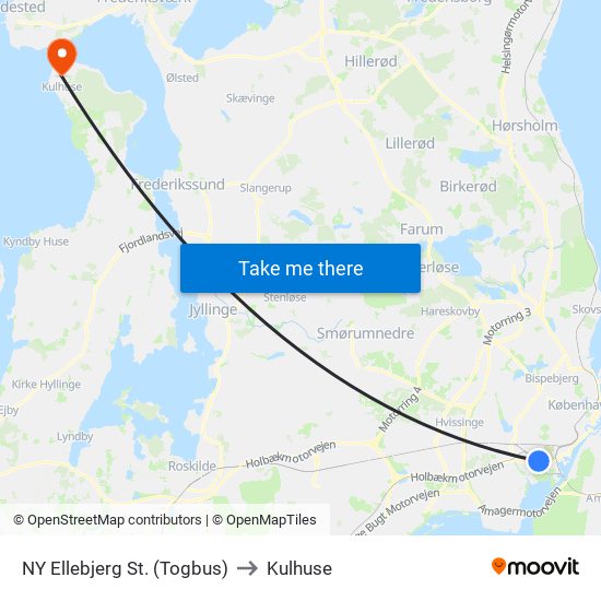 NY Ellebjerg St. (Togbus) to Kulhuse map