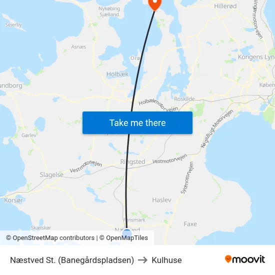 Næstved St. (Banegårdspladsen) to Kulhuse map