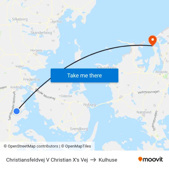 Christiansfeldvej V Christian X's Vej to Kulhuse map