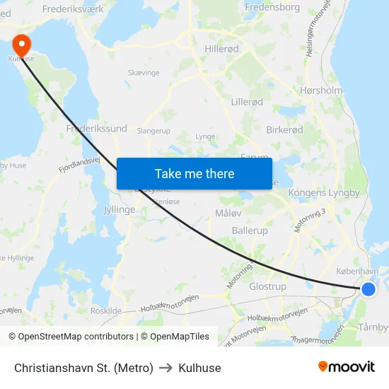 Christianshavn St. (Metro) to Kulhuse map