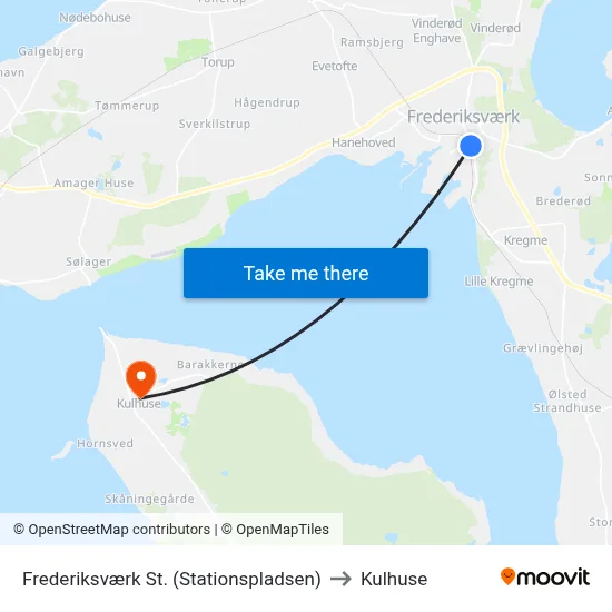 Frederiksværk St. (Stationspladsen) to Kulhuse map