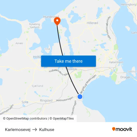 Karlemosevej to Kulhuse map