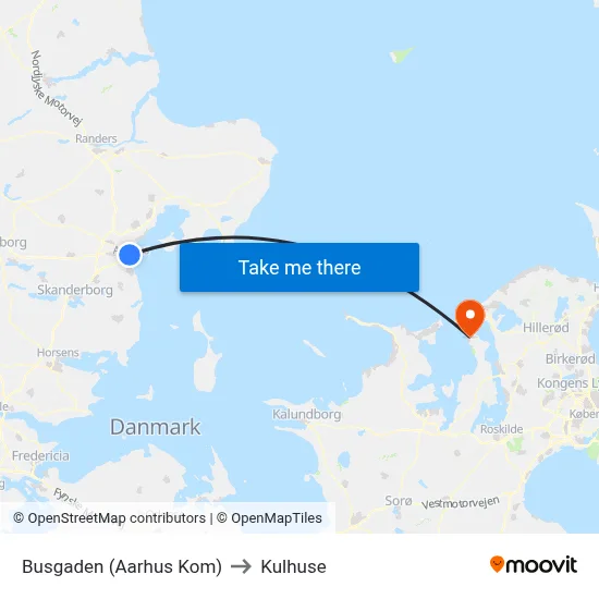 Busgaden (Aarhus Kom) to Kulhuse map
