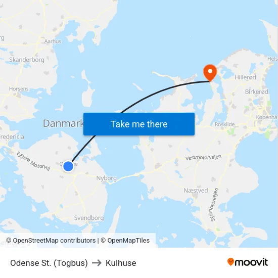 Odense St. (Togbus) to Kulhuse map