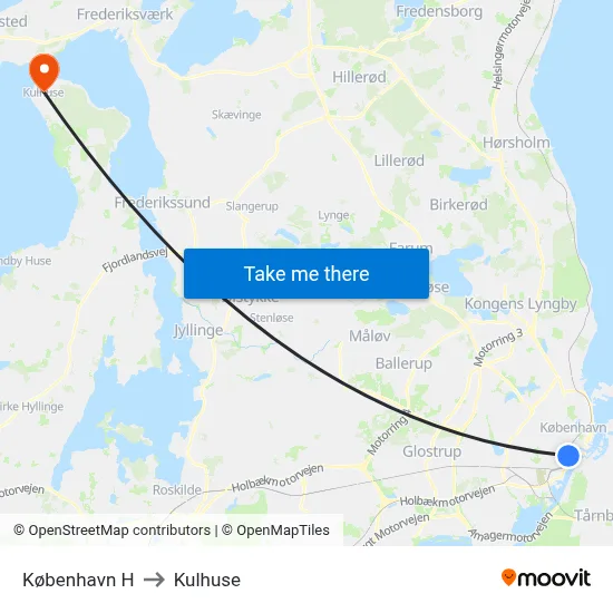 København H to Kulhuse map