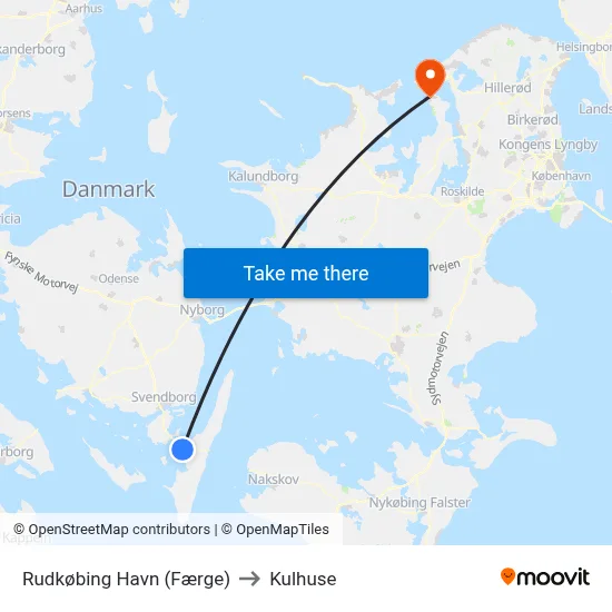 Rudkøbing Havn (Færge) to Kulhuse map