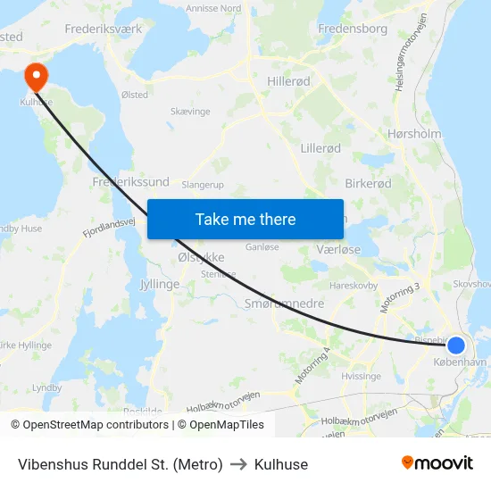 Vibenshus Runddel St. (Metro) to Kulhuse map