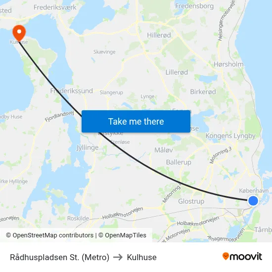 Rådhuspladsen St. (Metro) to Kulhuse map