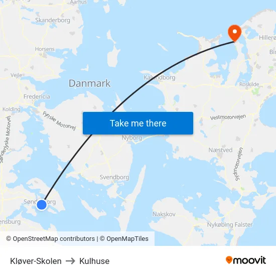 Kløver-Skolen to Kulhuse map