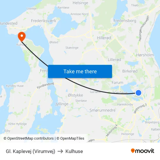 Gl. Kaplevej (Virumvej) to Kulhuse map