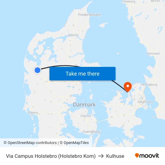 Via Campus Holstebro (Holstebro Kom) to Kulhuse map