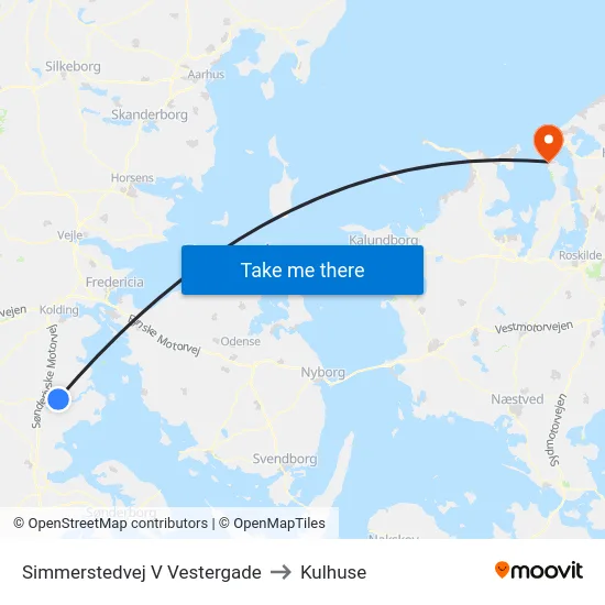 Simmerstedvej V Vestergade to Kulhuse map