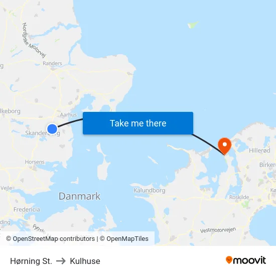 Hørning St. to Kulhuse map