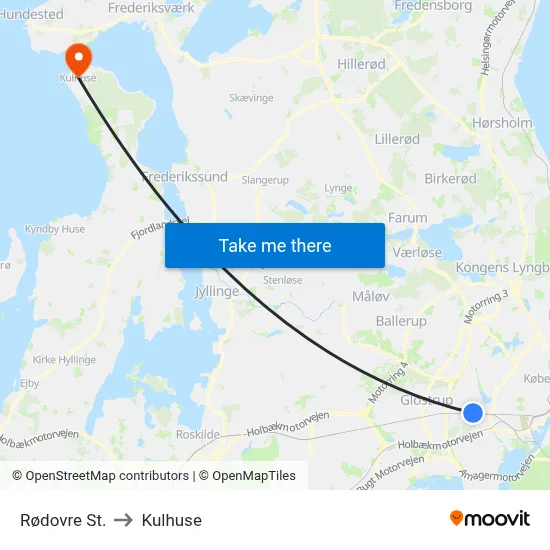 Rødovre St. to Kulhuse map