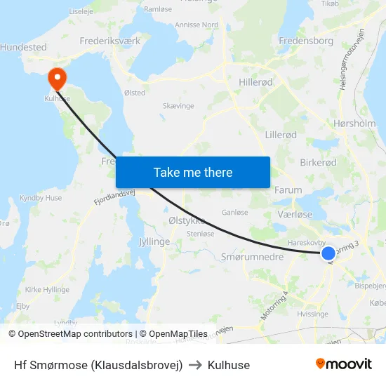 Hf Smørmose (Klausdalsbrovej) to Kulhuse map