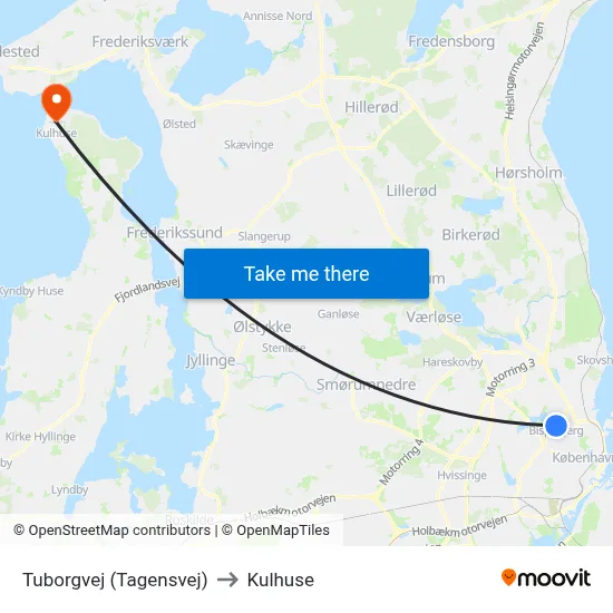Tuborgvej (Tagensvej) to Kulhuse map