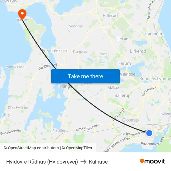 Hvidovre Rådhus (Hvidovrevej) to Kulhuse map