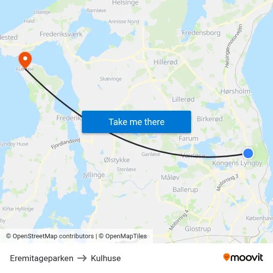 Eremitageparken to Kulhuse map
