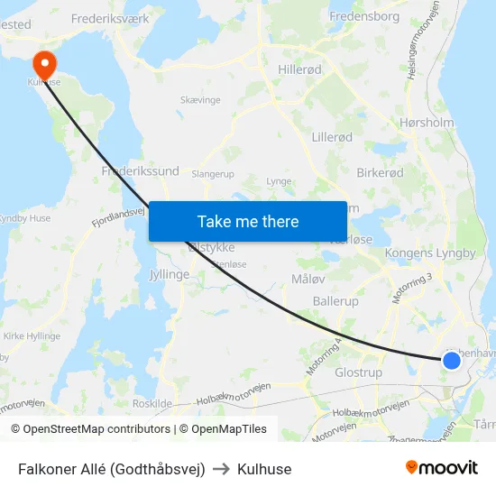 Falkoner Allé (Godthåbsvej) to Kulhuse map