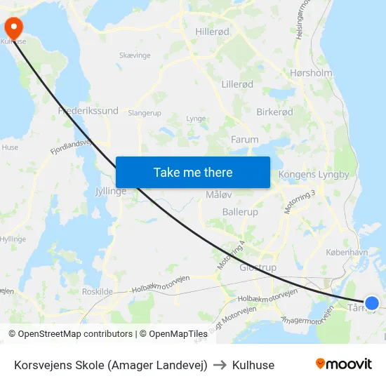 Korsvejens Skole (Amager Landevej) to Kulhuse map