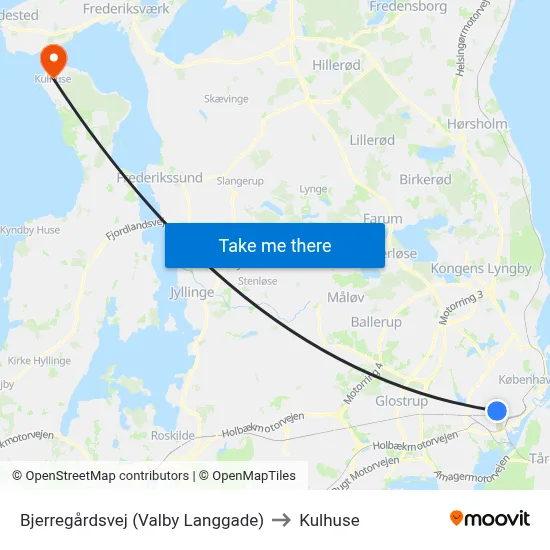 Bjerregårdsvej (Valby Langgade) to Kulhuse map