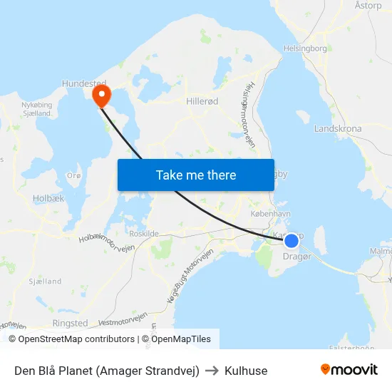 Den Blå Planet (Amager Strandvej) to Kulhuse map