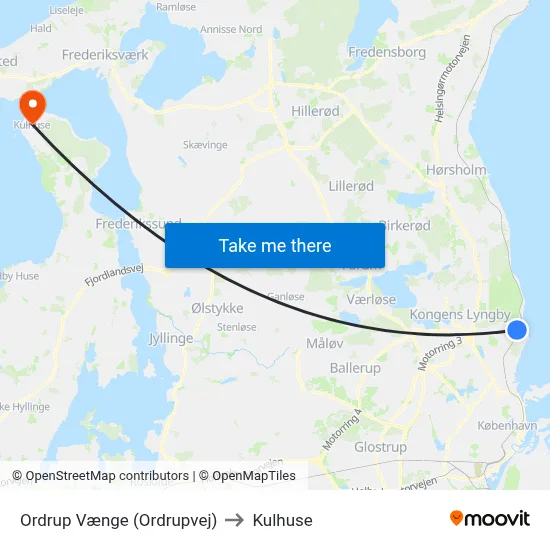 Ordrup Vænge (Ordrupvej) to Kulhuse map