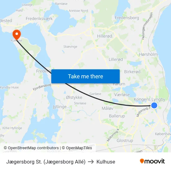 Jægersborg St. (Jægersborg Allé) to Kulhuse map