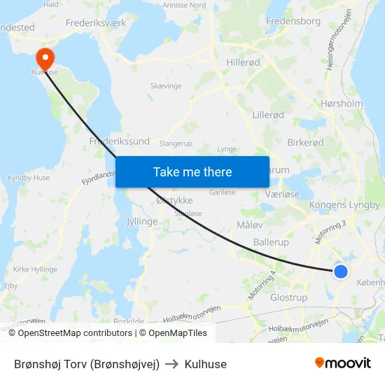 Brønshøj Torv (Brønshøjvej) to Kulhuse map