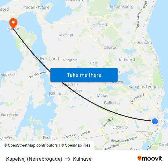 Kapelvej (Nørrebrogade) to Kulhuse map