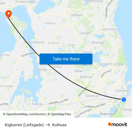 Kigkurren (Leifsgade) to Kulhuse map