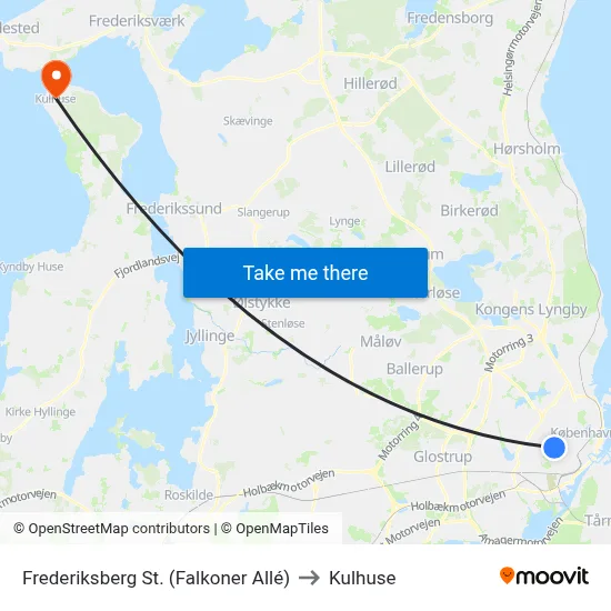 Frederiksberg St. (Falkoner Allé) to Kulhuse map