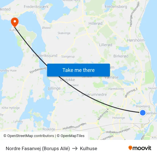 Nordre Fasanvej (Borups Allé) to Kulhuse map