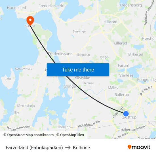 Farverland (Fabriksparken) to Kulhuse map