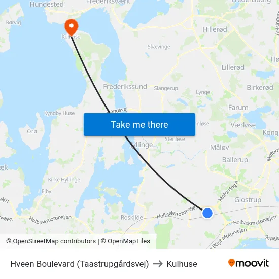 Hveen Boulevard (Taastrupgårdsvej) to Kulhuse map