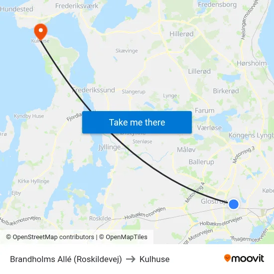 Brandholms Allé (Roskildevej) to Kulhuse map