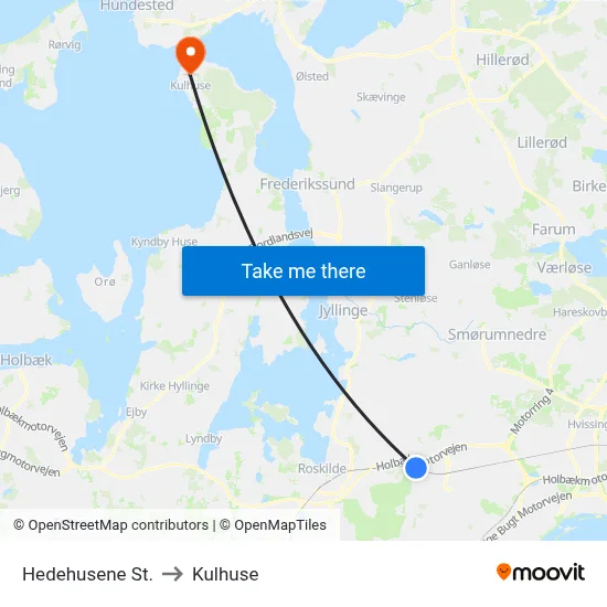 Hedehusene St. to Kulhuse map