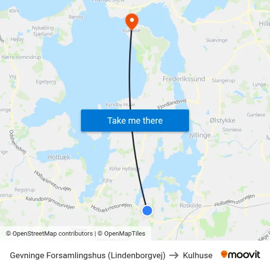 Gevninge Forsamlingshus (Lindenborgvej) to Kulhuse map