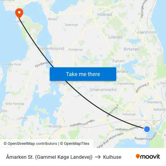 Åmarken St. (Gammel Køge Landevej) to Kulhuse map